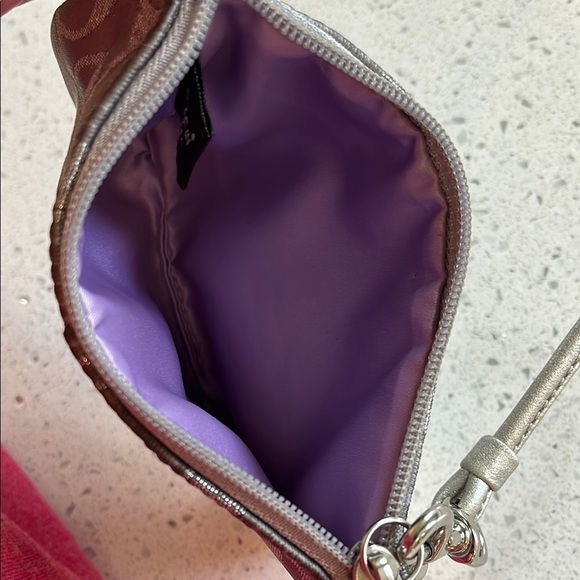 Vintage Y2K Coach Logo Silver Metallic mini wristlet wallet EUC - Picture 3 of 8
